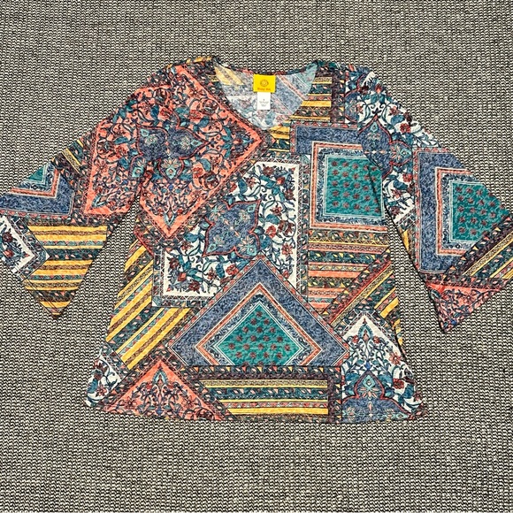Ruby Rd. Multicolor Geometric Blouse - Picture 1 of 6